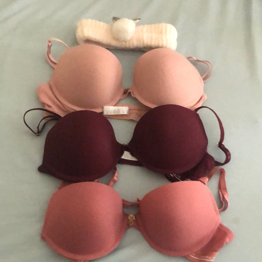 Women's Intimates Set - Pink, Burgundy, and Rose Bras